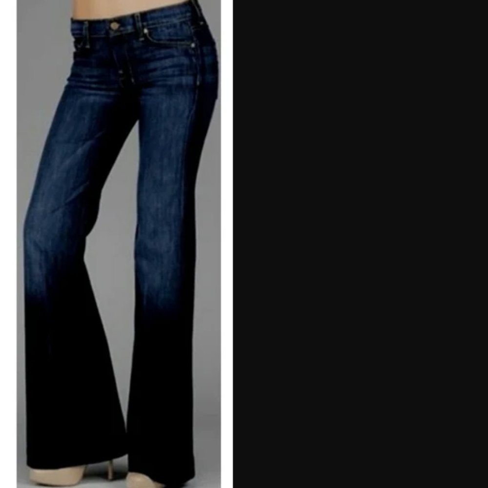 Dark Wash Flare Crop 27” David Kahn W28 Mid Rise